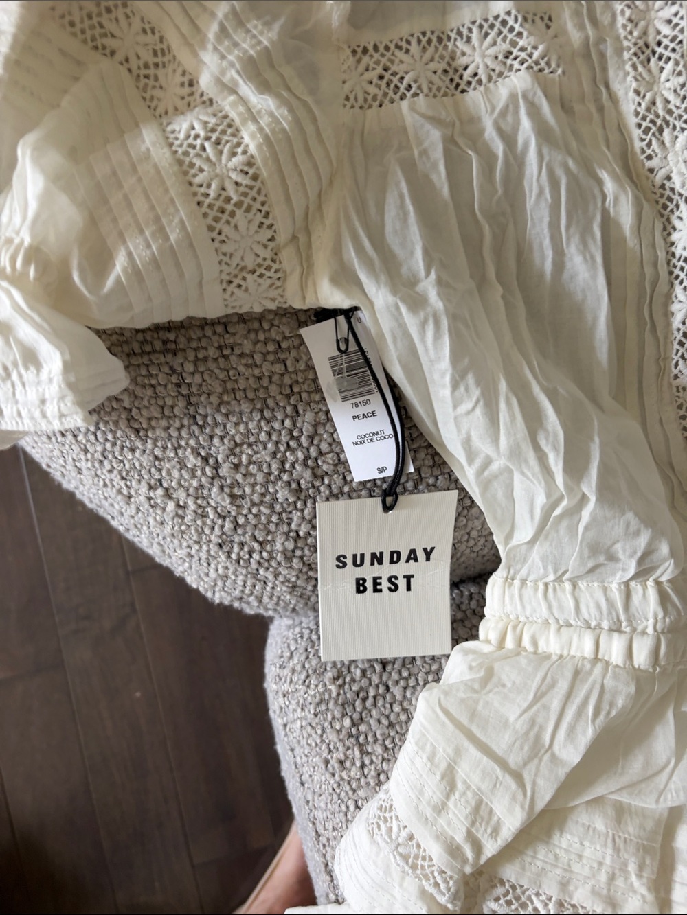 Sunday Best Ivory Lace Tiered Peasant Dress - Picture 2 of 6